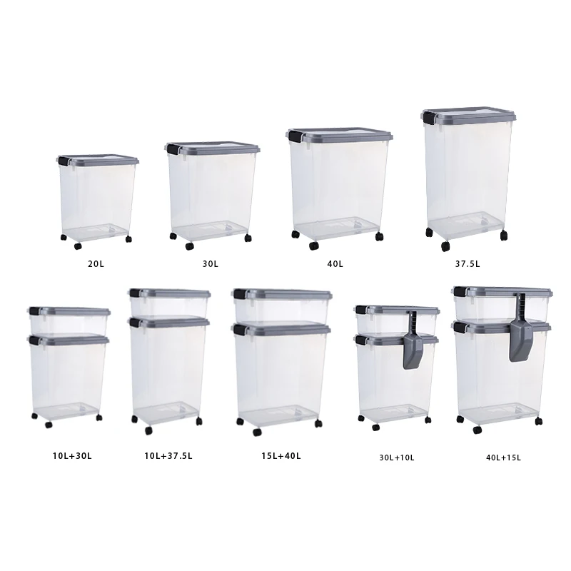 10-15Kg 20-40L Plastic Cat Dry Food Container Pet Dog Food Storage Container