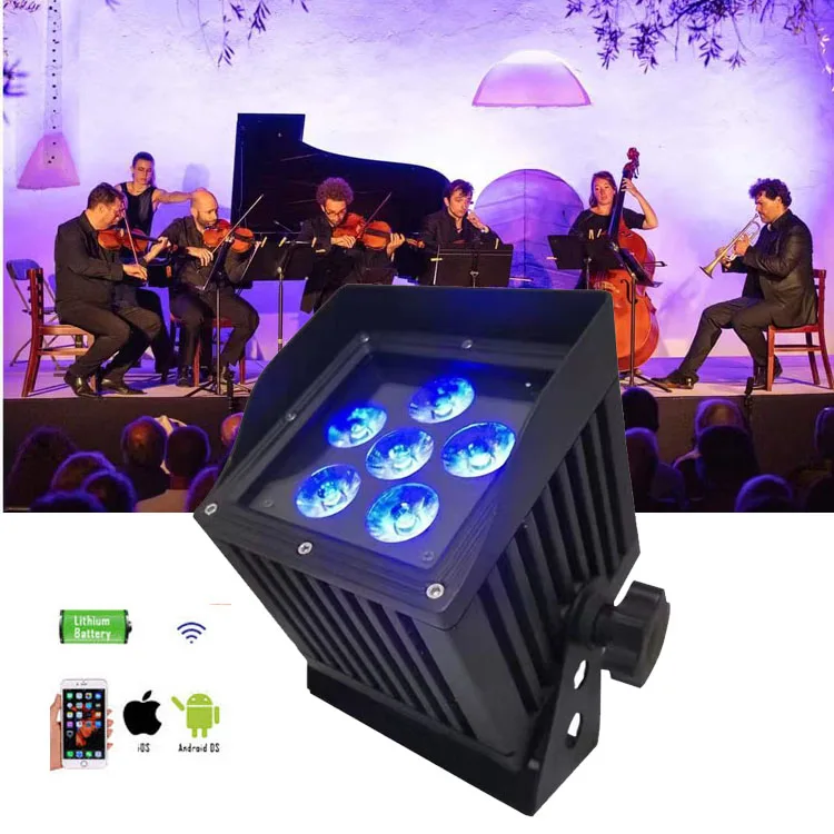 Waterpoof Phone App Control Chargeable Wireless DMX Battery Powered Par Can 6in1 RGBWA UV Led Par Light With Wifi Control