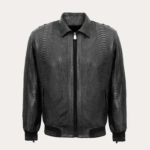 New Leather Alligator Skin Embossed Jacket Removable Collar Fur Exotic Crocodile Leather Genuine Cowhide Fashion Leather Jackets