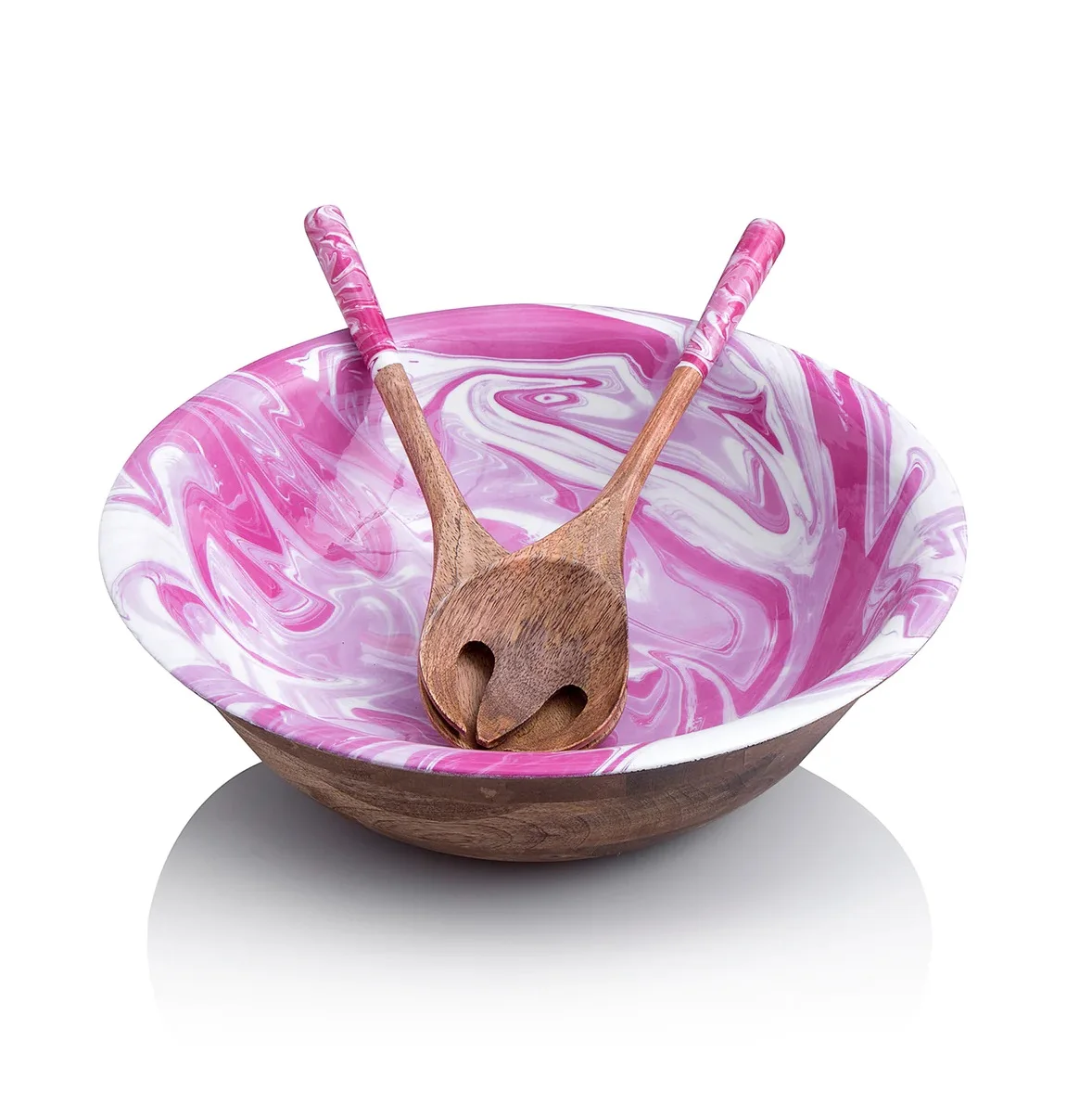 New Customized Design Mango Wood Bowl And Salad Server Spoon For Home Hotel Kitchen Table Decoration