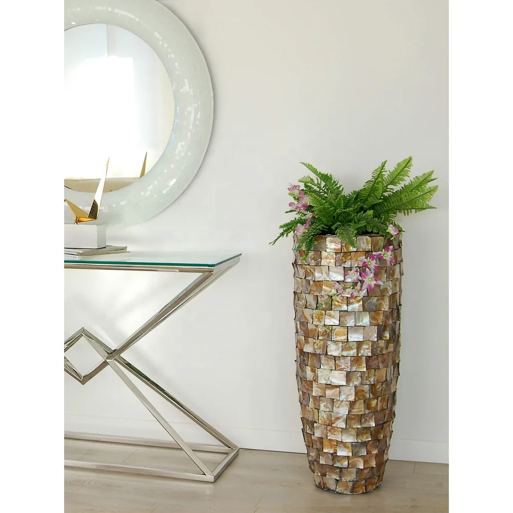 Direct manufacturer mother of pearl shell pot vase planter Seashell Planter Pot handmade in Viet Nam home decoration
