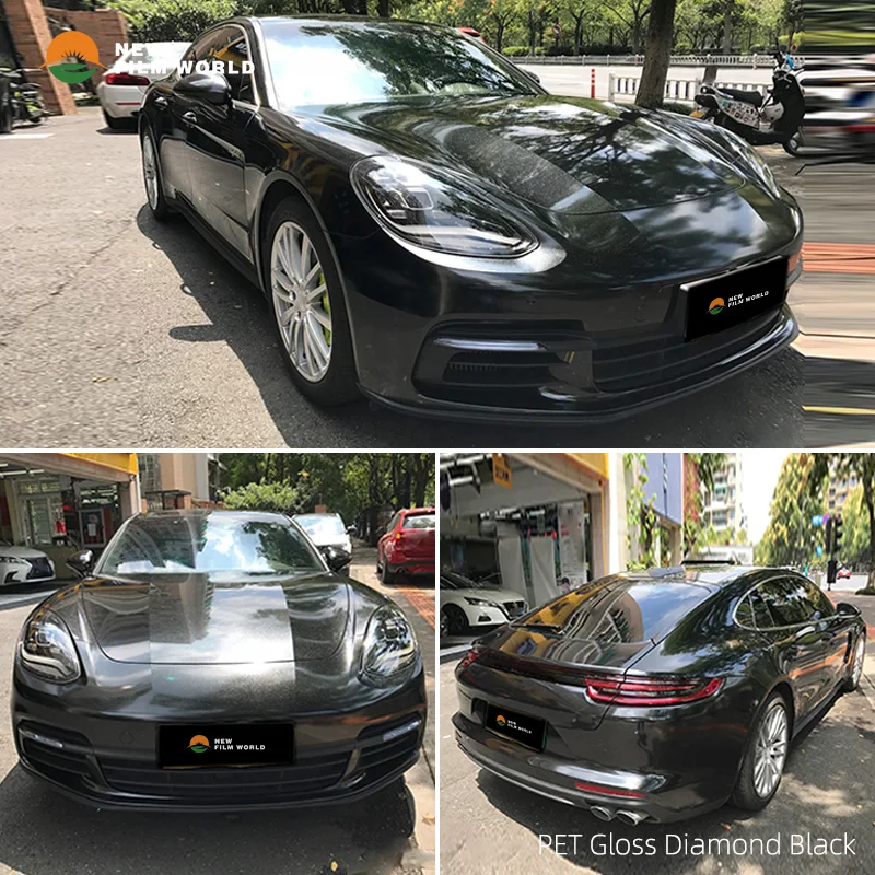 PET Gloss Metallic Diamond Black Car Wrap Film car wrapping film vinyl Stickers Glossy car wrap vinyl film