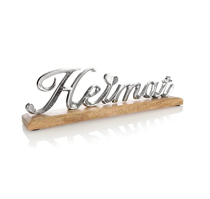 LEBE lettering Decorative stand made of aluminum on a mango wood base Top selling 2023 Metal Sculpture Export quality