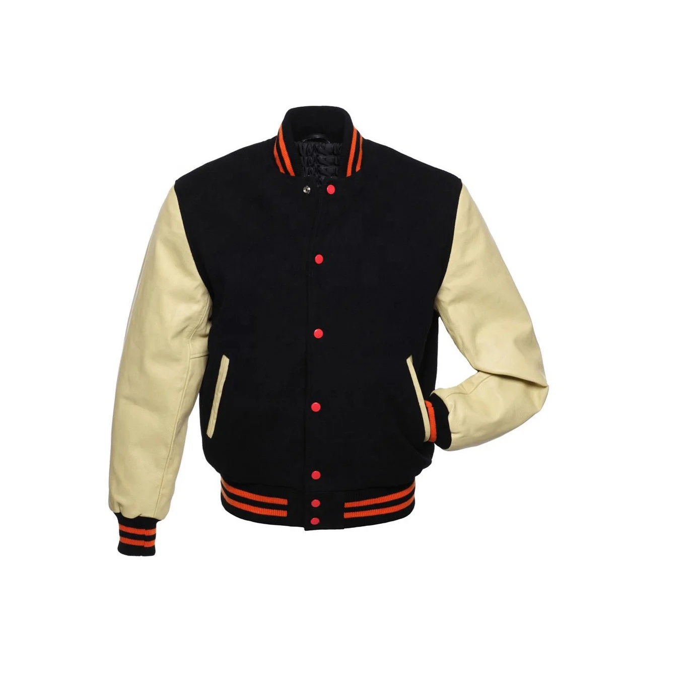 New Premium High Quality Street Wear Plaid Varsity Leather Jacket  For Men