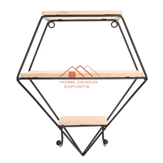 Hand AMde  Circular Iron Wall Mounted Shelves Retro Solid Wood Wall Shelves Creative Home Multi functional Storage Bookshelf