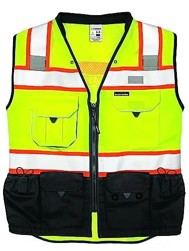 Our Premium Black Series Lime Black Colored Safety Vest Private Label Workwear Uniform with Good Quality Designed Help You Stand