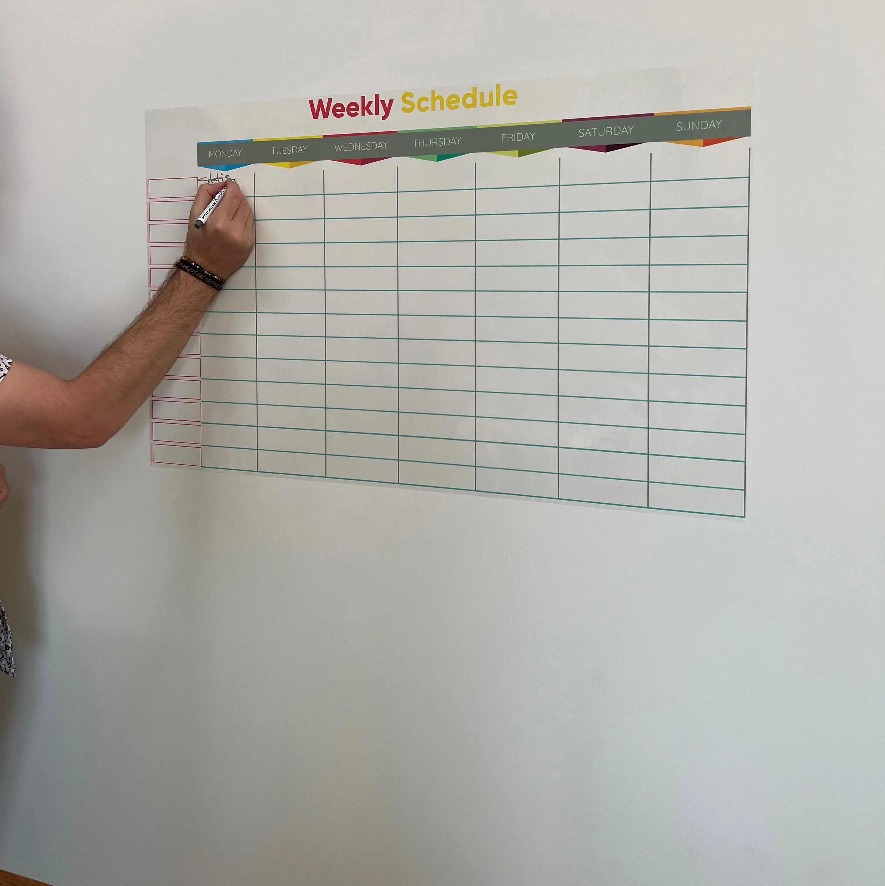 2024 Model-9 Reusable Dry Erase Weekly Planner Organizer Durable Polystyrene Whiteboard Surface Static Electricity PET Glass