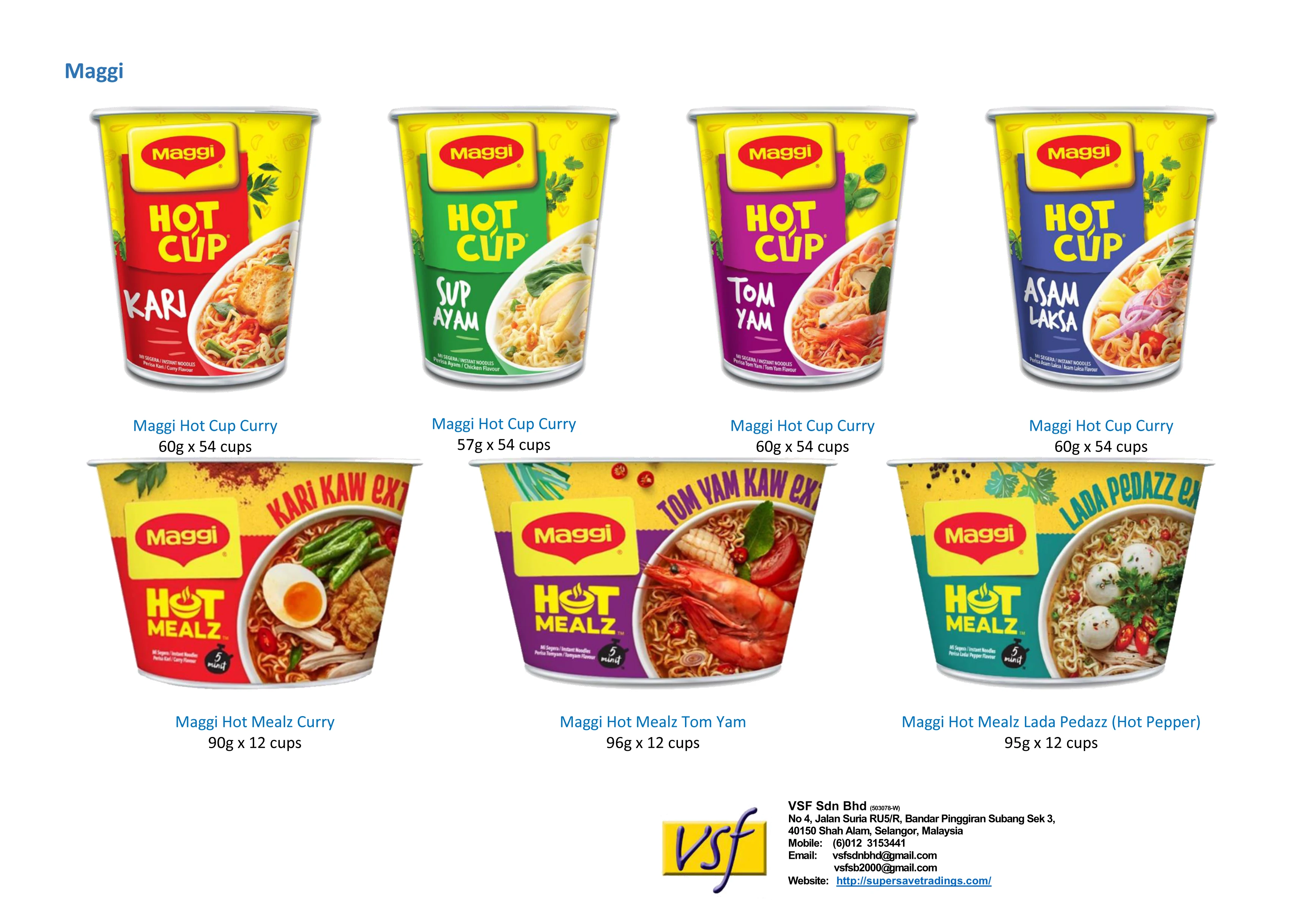 Maggi Hot Mealz Tom Yam Instant Cup Noodle 96g x 12 cups