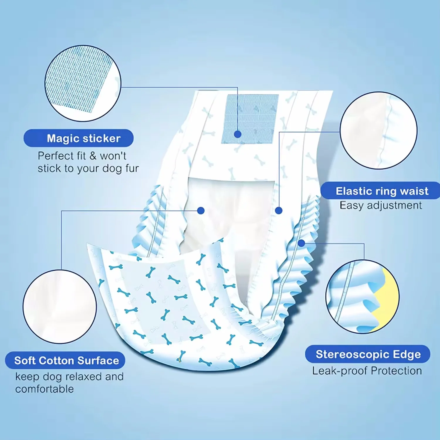 China Wholesale High Quality Dog Male Waterproof Pet Disposable Leakproof Disposable Pet Diaper L More Intimate Pampering