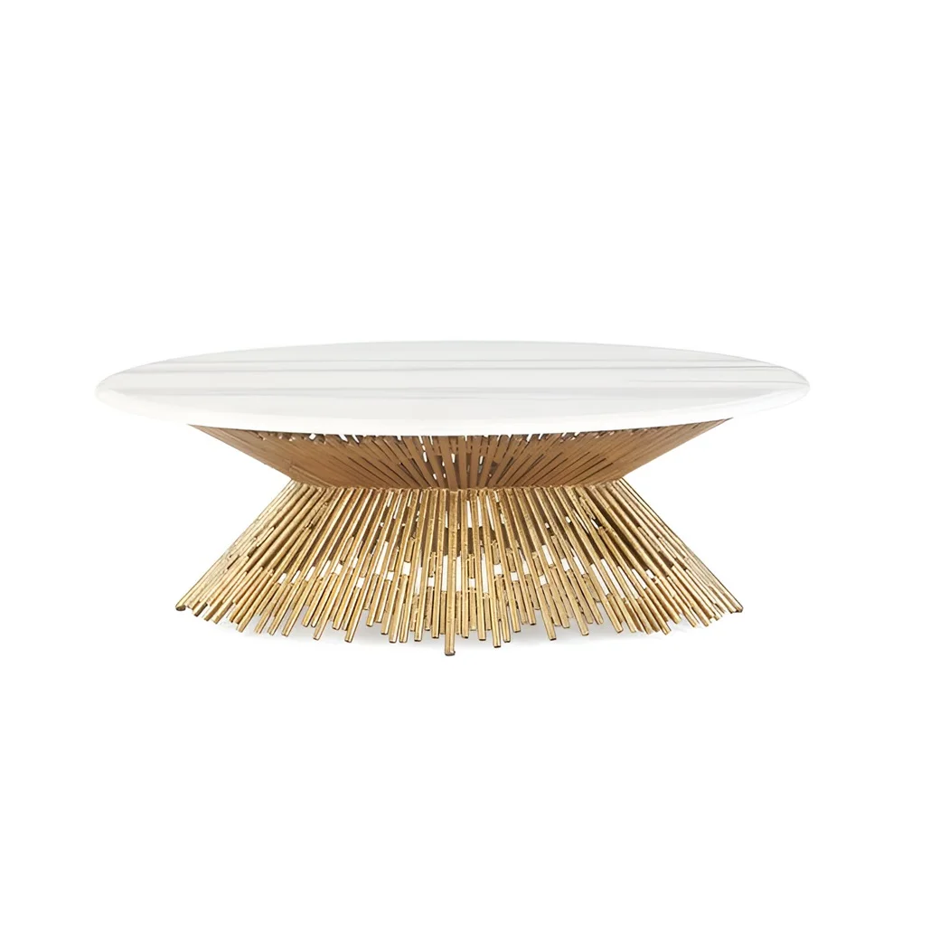 Modern Style Marble Top Nesting Coffee Table Golden Color for Living Room Dining Room