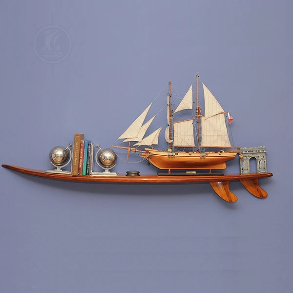 Hancrafts Half-Surfboard Shelf Nautical decor wooden crafts for home decor