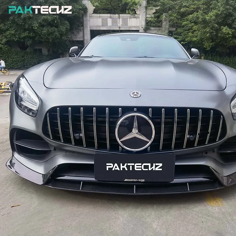 Paktechz Bodykit Dry Prepreg Carbon Fiber Body Kit Front Splitter Bumper Lip Spoiler for Mercedes Benz AMG GT GTS GTC C190