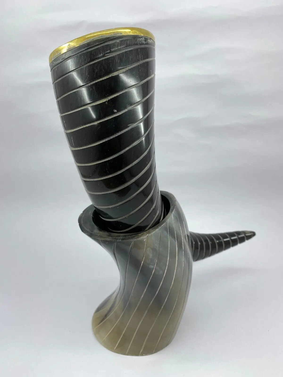 Ale drinkinghorn Polished with horn Stand weer wine drink Perfect for Reenactment by hs husnain crafts