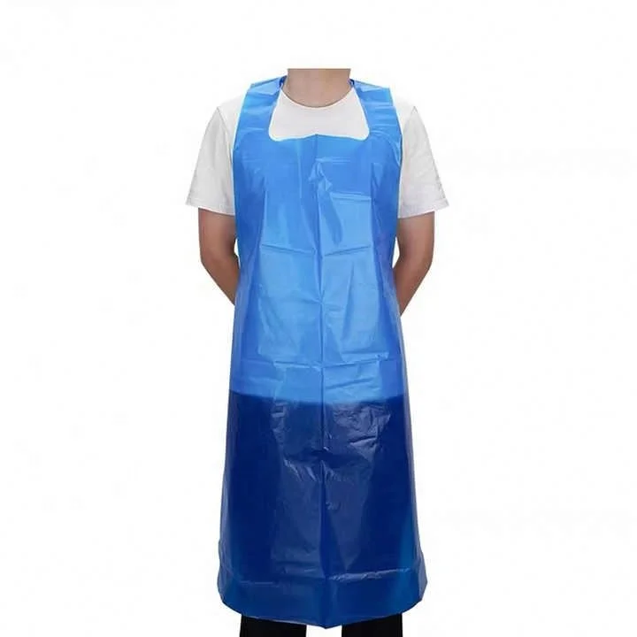 Wholesale disposable plastic apron white clear sleeveless restaurant dish washer kitchen bib apron food processing PE aprons