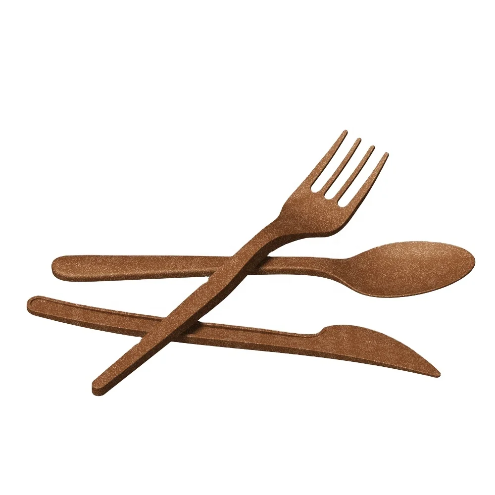 Biodegradable Disposable Cutlery Friendly With Environment Tableware Set (Knife Fork Spoon) From Coffee Grounds Veritas