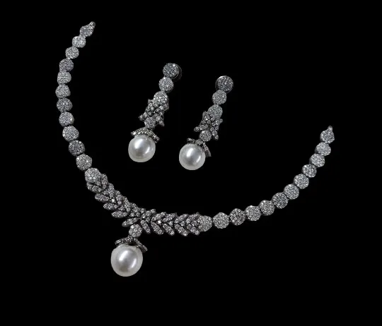 Beautiful Women Jewelry Single Line American Diamond Party wear  Designer Necklace Set Fashion Jewelry for women