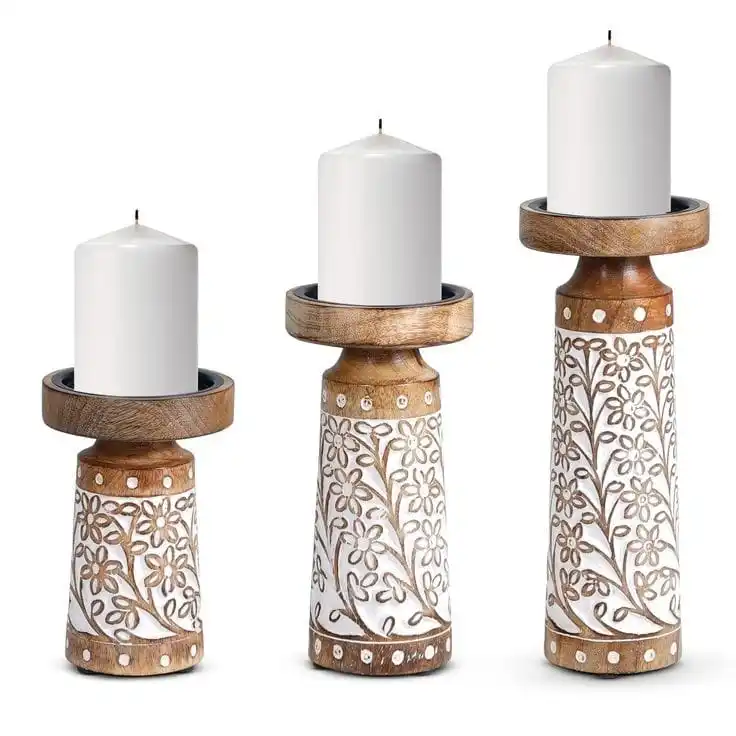 Nordic wooden candle holder creative candle rack decoration ornament retro color candle holder home decoration