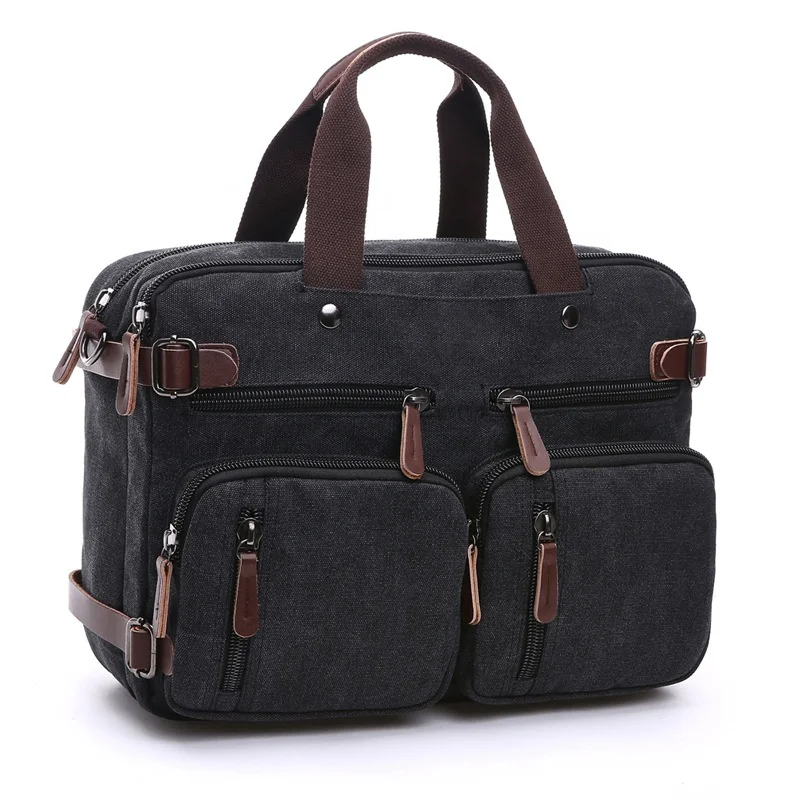 ZUOLUNDUOBlack Handy Backpack Briefcase laptop shoulder messenger bag for men women