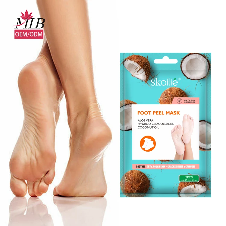 OEM Private Label Organic Removal Calluses Crack Moisturizing Natural Peeling Exfoliating Coconut Foot Peel Mask
