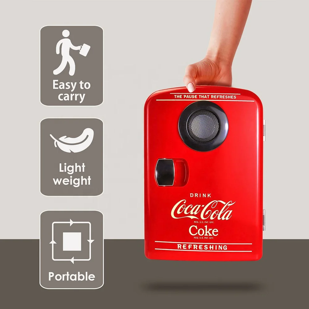 4L Red Mini Refrigerator Portable With speakerHotel Car Fridge Cosmetic Drink Cooling  Customization Mini Fridge