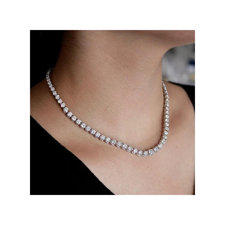 Best Selling VVS1 VS1 Clarity Round Cut Natural and Lab Grown Yellow Gold Diamond Tennis Chain for Wedding and Party Wear