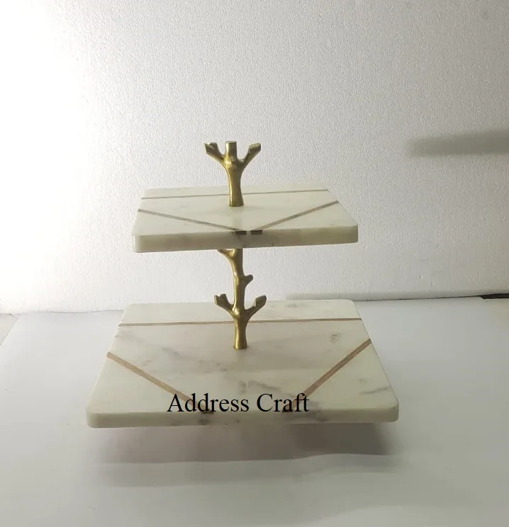 Elegant Design Best Price Cake Stand Marble And Stainless Steel Display Cake Stand For Hotel Restaurant Wedding Birthday Parties