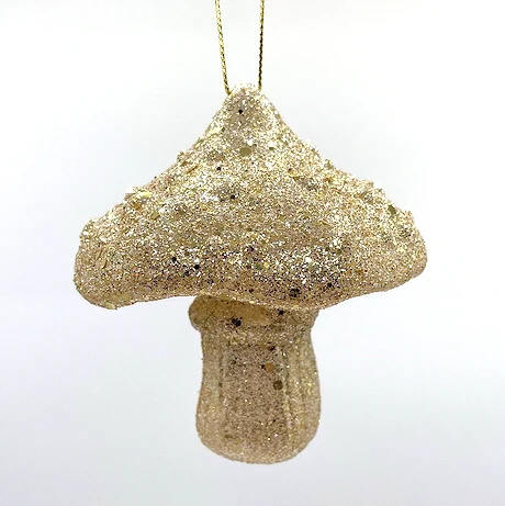 Christmas New Year Decoration Pearlized Matt Coffee Brown Acrylic 3D Mushroom Ornament