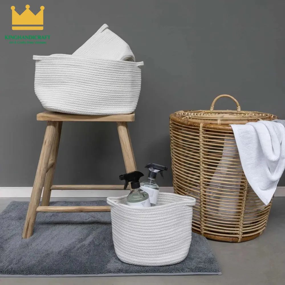For Home Organizer Housewarming Gifts Eye-catching Rattan Woven Ottoman Basket with Lid Storage Basket