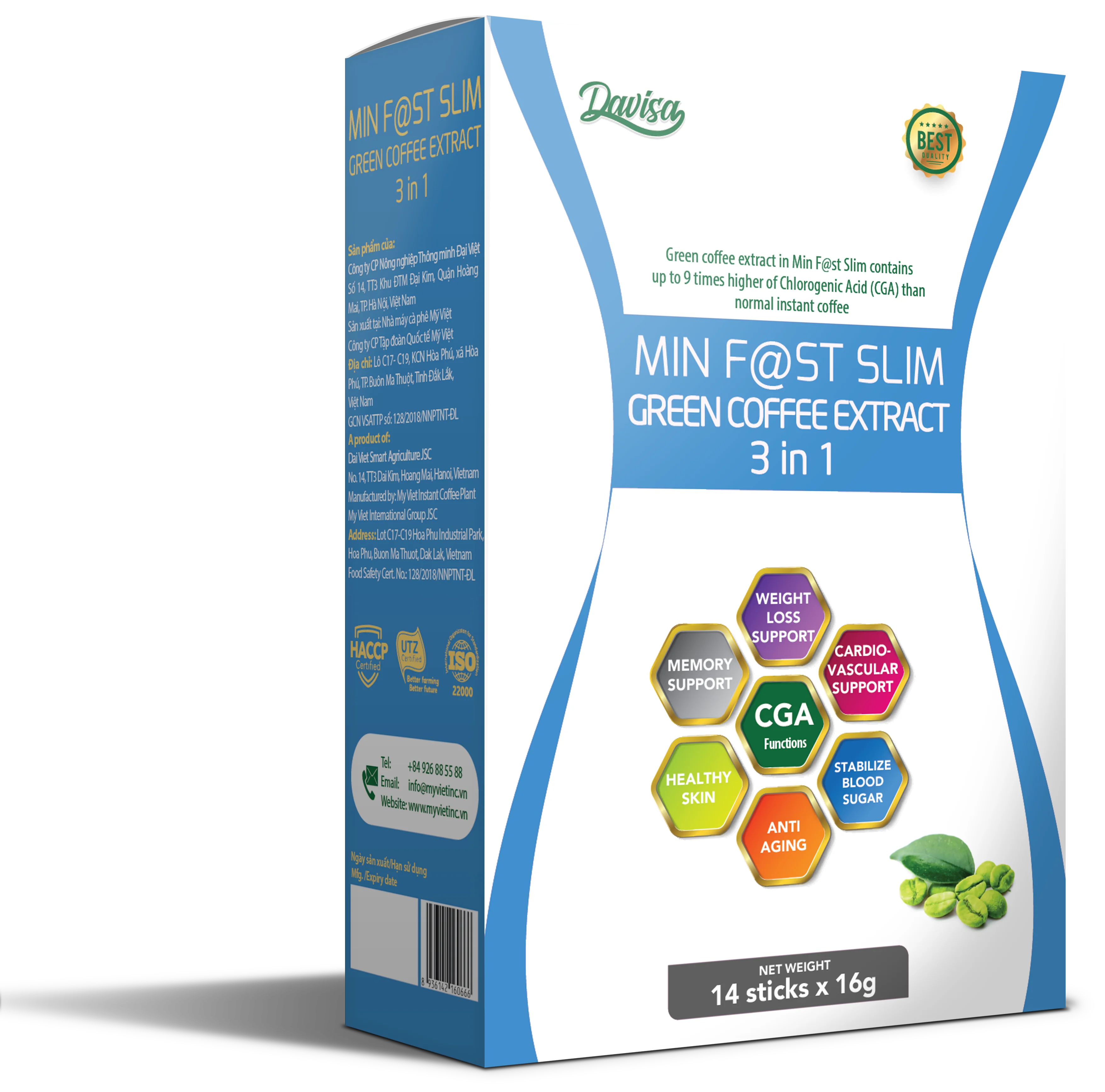 Davisa Green Flavored Instant coffee Fast Slim Beauty coffee Brands