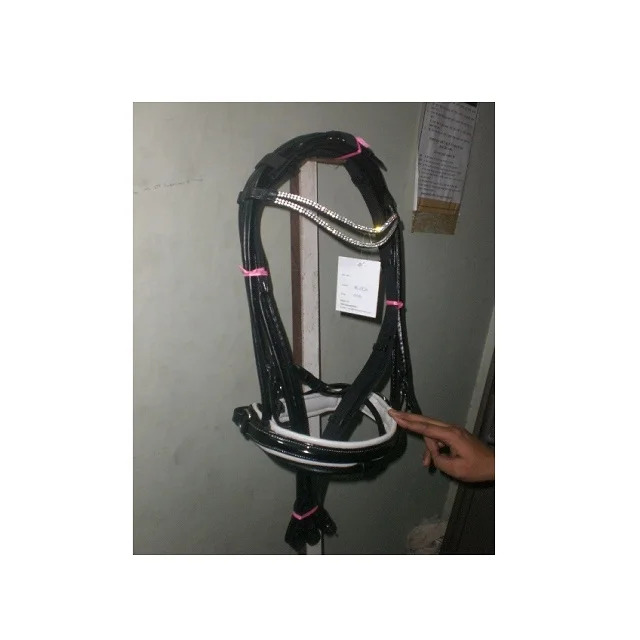 Horse Double Bridle rhinestone horse double bridle leather bridles with patent leather