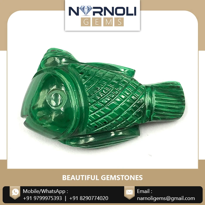 Натуральный Полудрагоценный малахит резной в форме рыбы