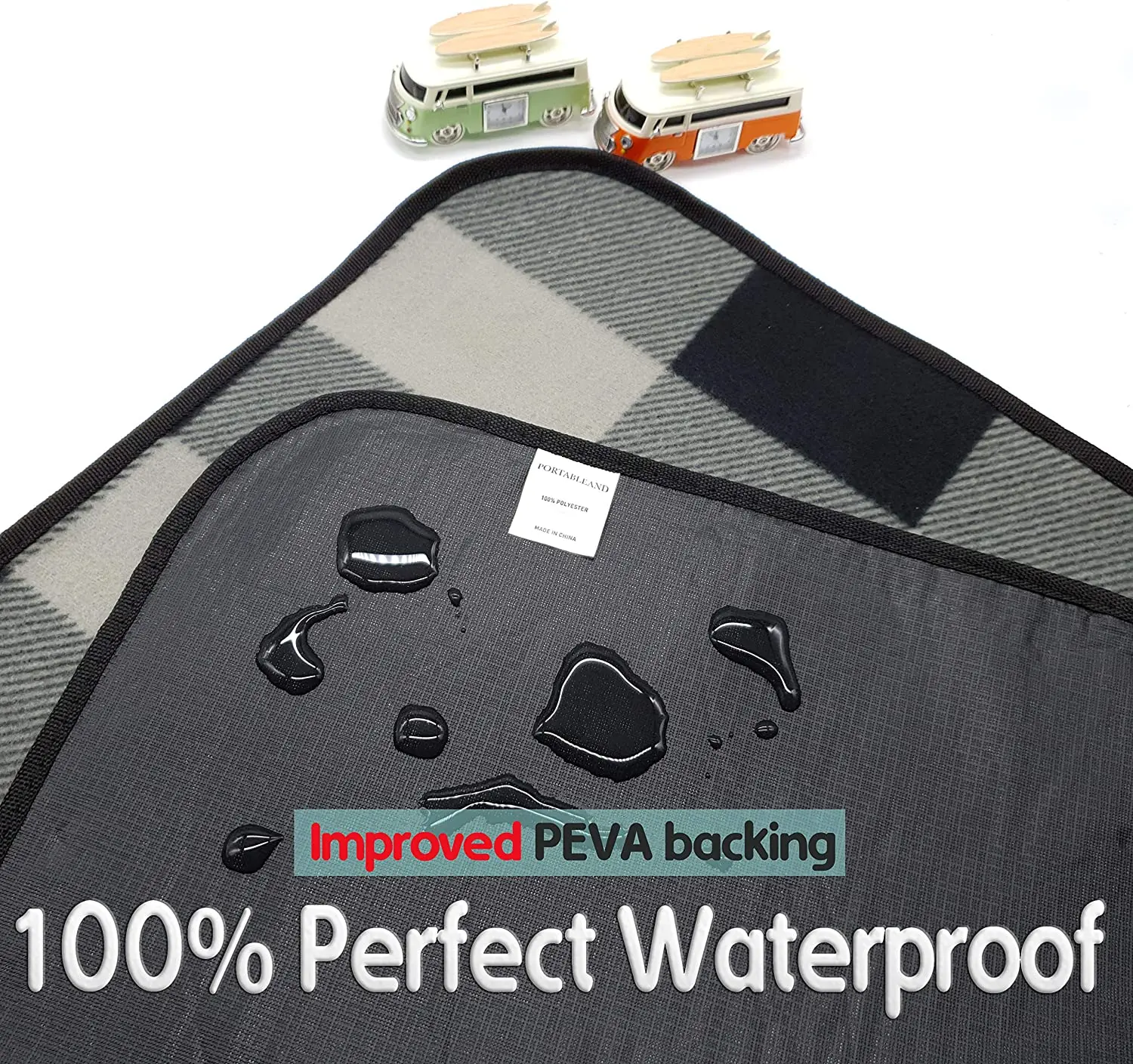 Wholesale Waterproof Polyester Fleece Picnic Blanket With Leather Handle