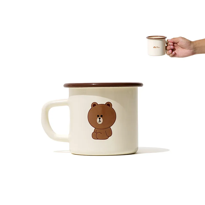 MOBI GARDEN & Line Friends Outdoor Camping Portable Enamel  Water Cup Coffee Cup