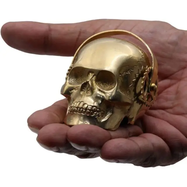 Solid Brass Skull Table Top Display Stempunk Decor Victorian Gothic Collection Statue for Home Office Decoration