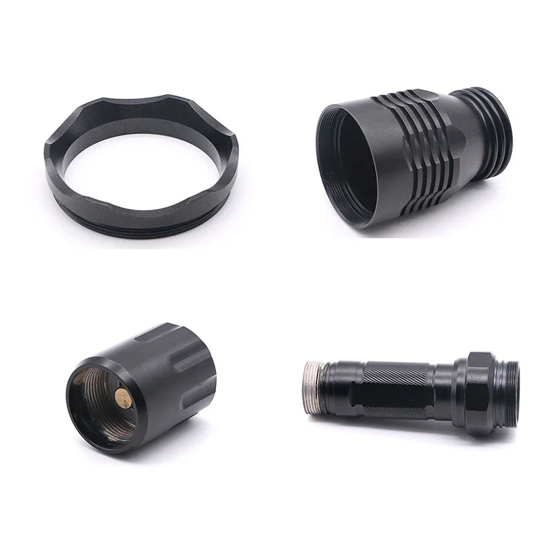 Mass Production OEM Aluminum Flashlight Housing Battery Tube Black Anodized Custom CNC Machining Parts