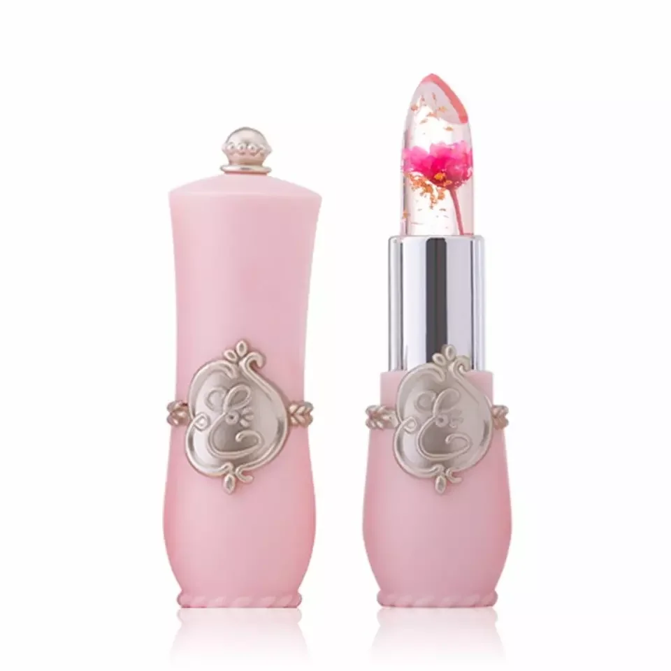 Natural Fancy Long-lasting Moisturizing Glossy Pink Lipstick Private Label Makeup with Flower
