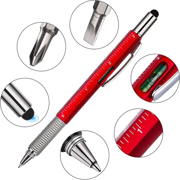 Stylus Ballpoint Pen with Screwdriver, Ruler, and Level Gauge Multi-Tool Writing Companion Versatility at Your Fingertips
