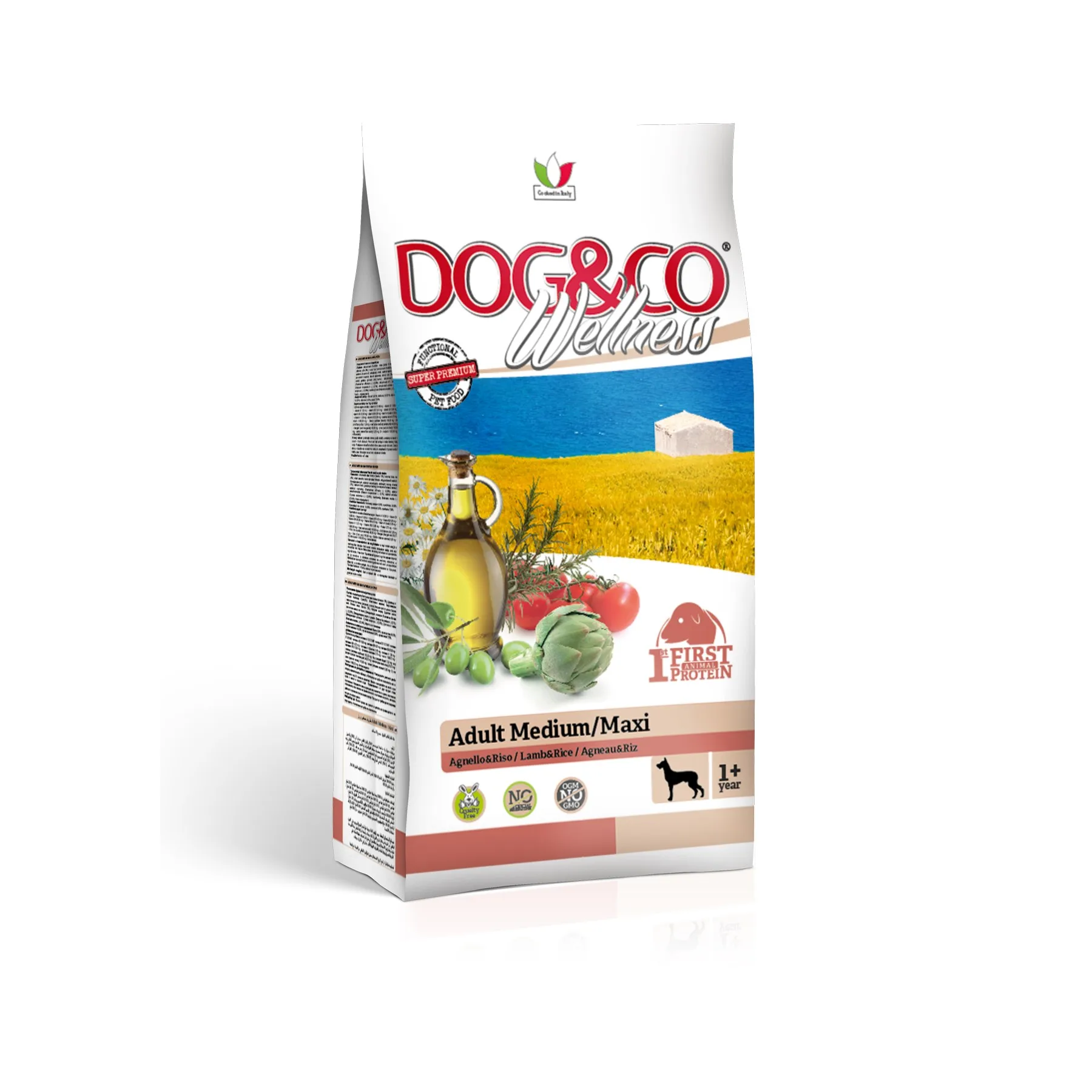 Premium Quality Italian Pet Food for Medium and Large Size Adult Dog Food with Lamb and Rice 12kg Pack