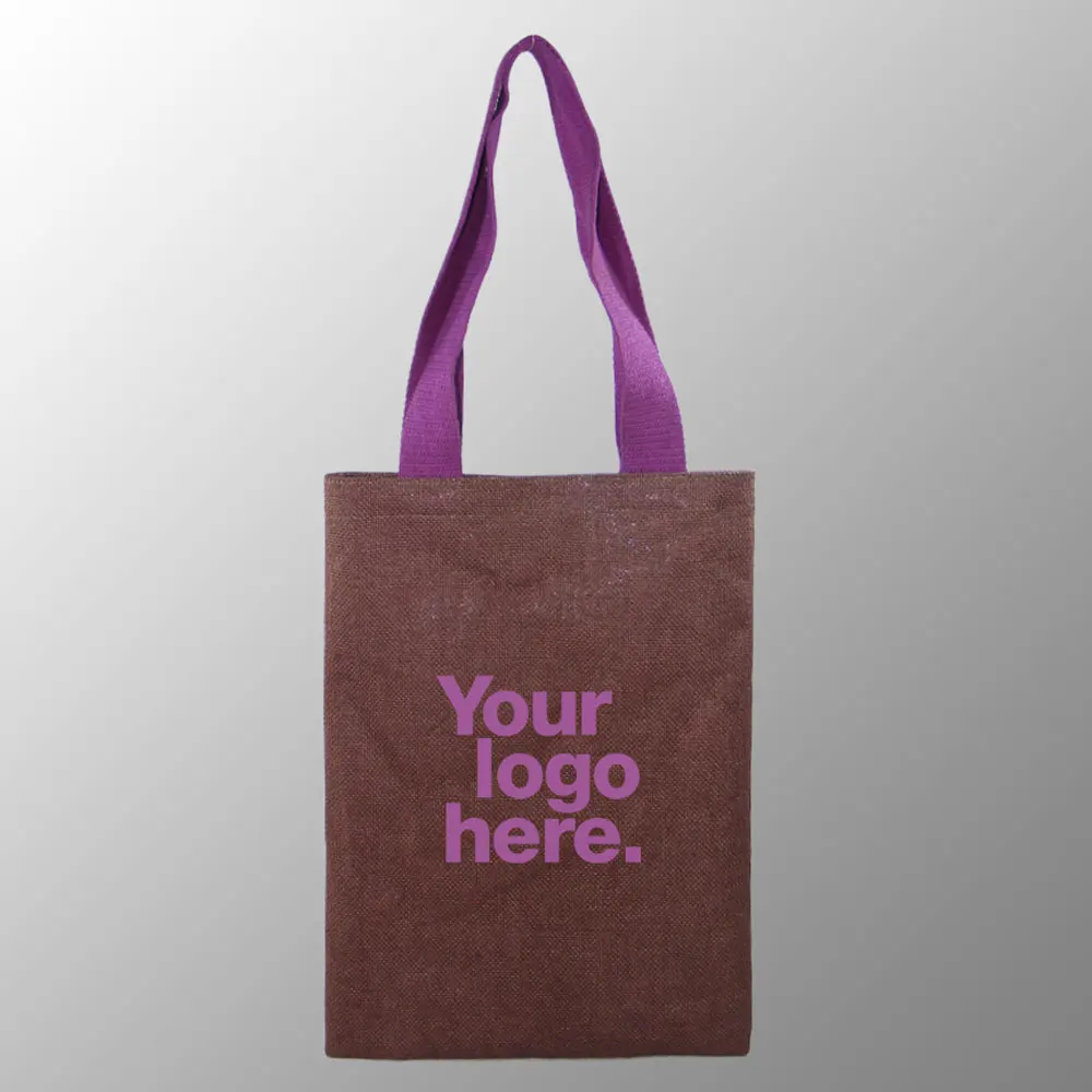 jute tote bag with cotton web handles jute burlap promotion bag custom print with one color logo for free jute carry bags