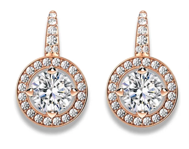 Lab Grown Diamond Round Brilliant Cut Drop 18 k White Gold Drop Earrings Polished Diamond At Best Price From India