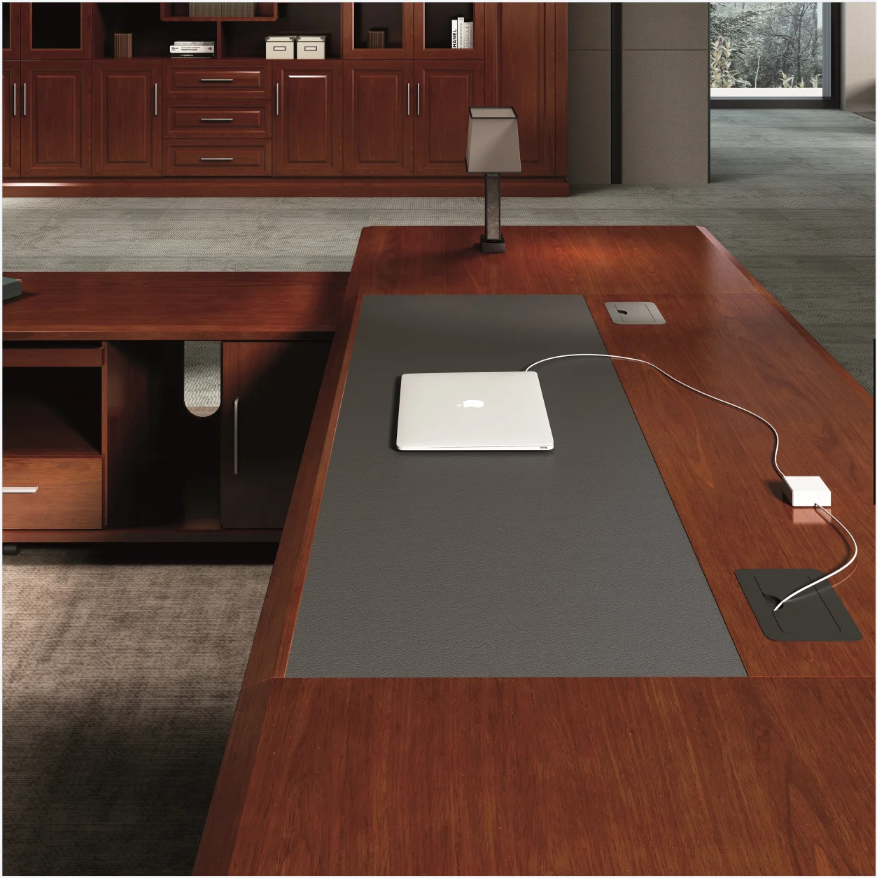 Modern MDF Panel Commercial Furniture Walnut Wood Manager Desk Design Chinese Furniture