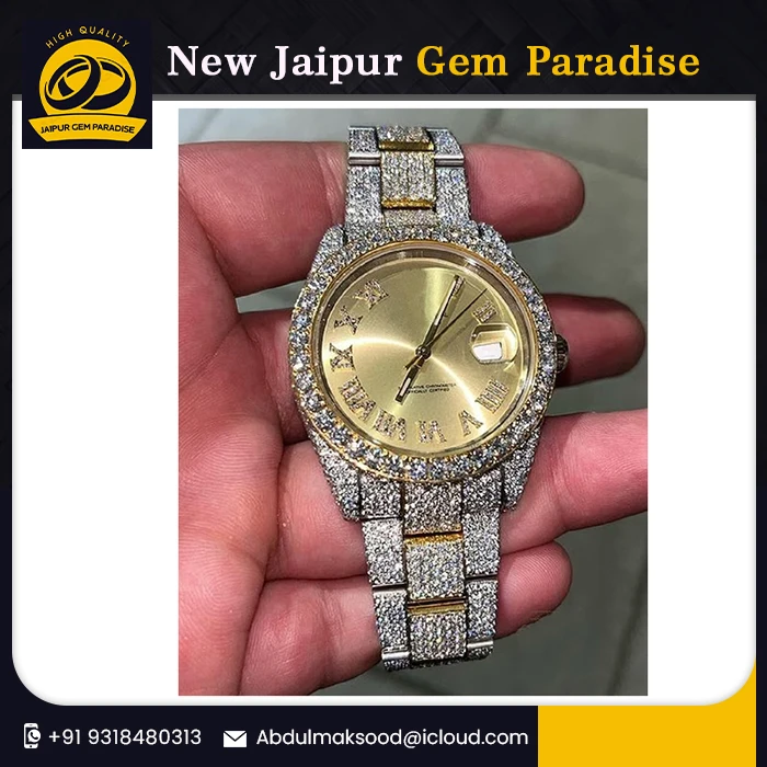 28 Ct Luxury Moissanite Hip-Hop Automatic Diamond Handcrafted VVS1 Studded stainless steel belt Buy Now At Low price