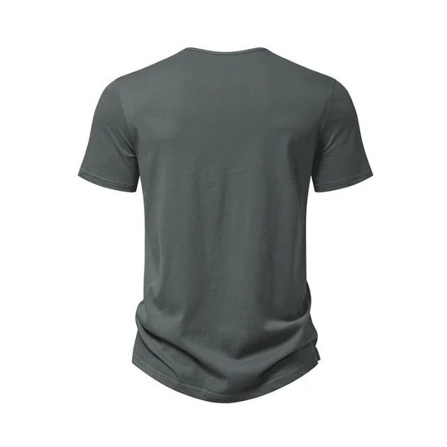 New Mens T Shirt Pure Color V Collar Short Sleeved Tops Tees Men T-Shirt Black drop shoulder T-Shirts Fitness Cotton men clothes