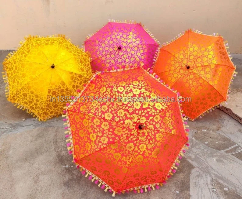 Decorative Handmade Indian Rajasthani Wedding Small Umbrella Handmade Vintage Sun Parasols Decorative Colorful Parasols Decora