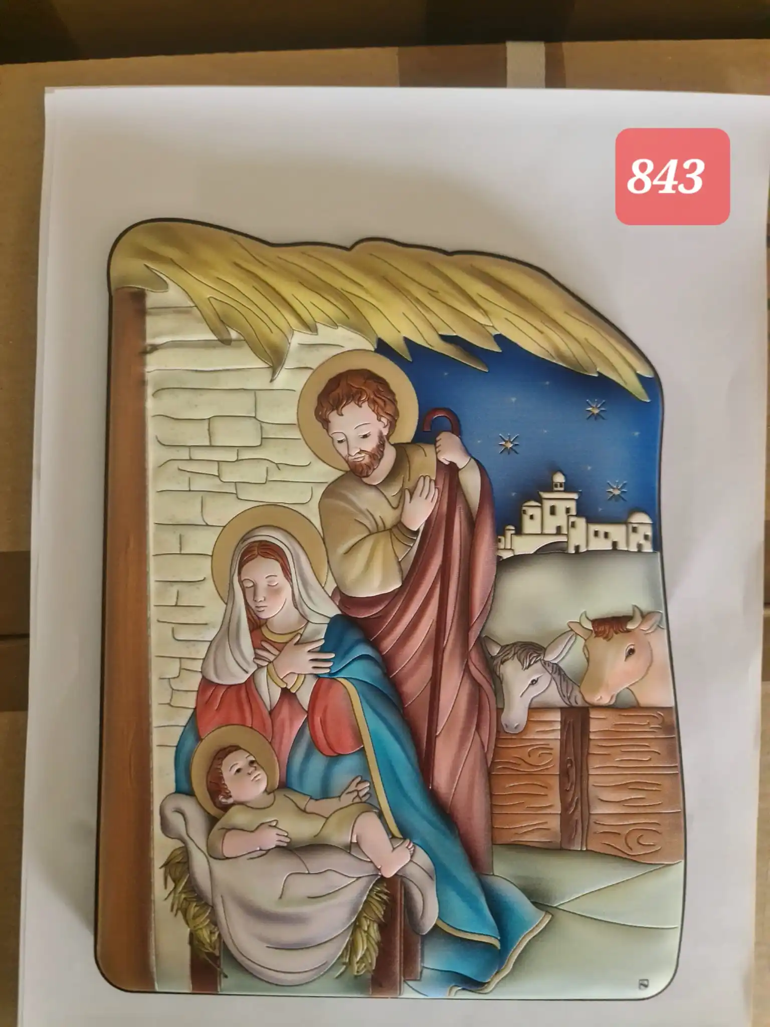 silver plated icon with wooden frame,our lady of Jerusalem