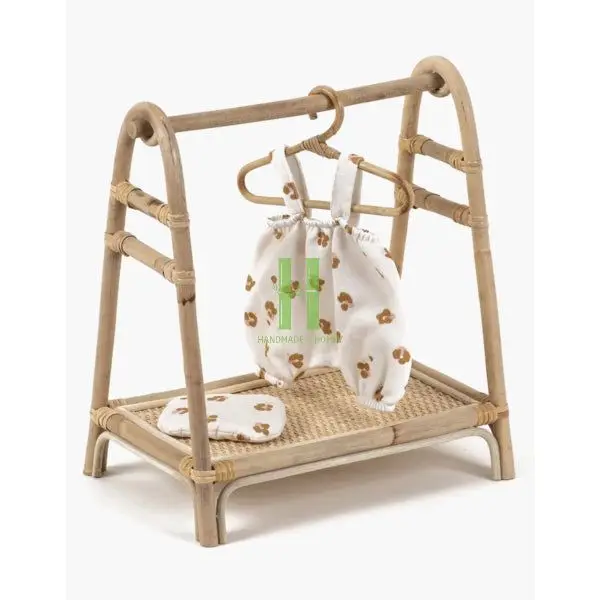 High Quality Mini Rattan Clothing Rack OEM Design Customize Handmade Toy for Kid From Vietnam Wholesale Factory Drirectly