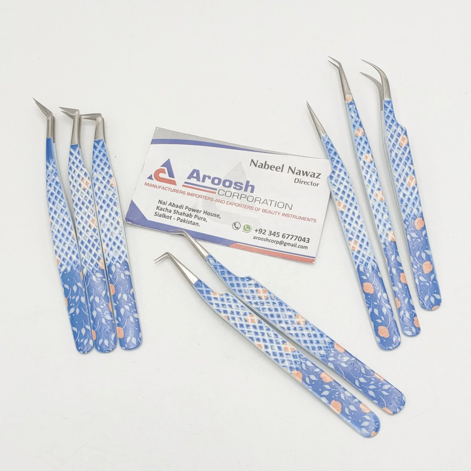 Flower Paper Coated Tweezers Wholesale Stainless Steel Diamond Tweezers For Eyelash Extension Customized Logo