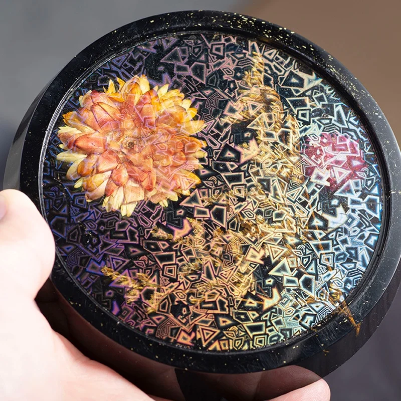 New 4 inch Silicone Holographic Round Coaster Molds for Resin Casting