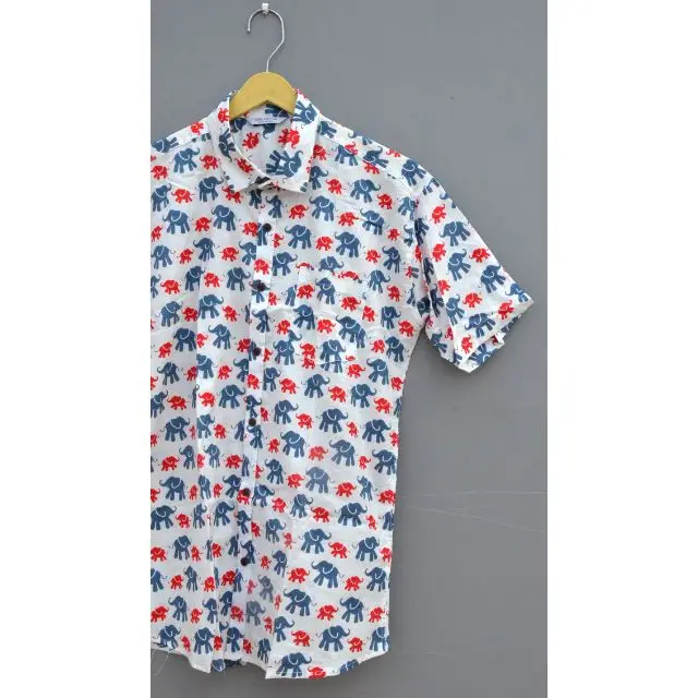 Праздничная одежда 100% хлопок изготовление размеров под заказ легко отстегивающимися пуговицами v воротник рубашки с коротким рукавом slim fit платье индийский производитель