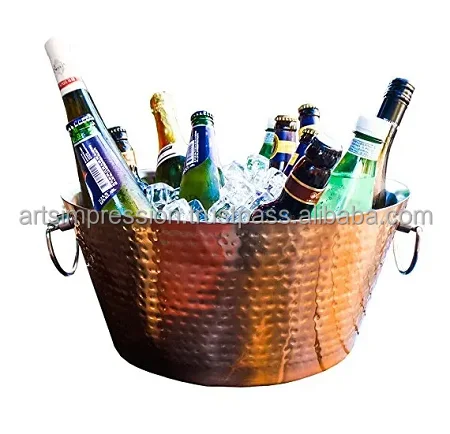 High on demand & magnificent with stand Stainless Steel Dimpled Oval Beverage Tub Metal Ice and Drink Bucket Drink Chiller for